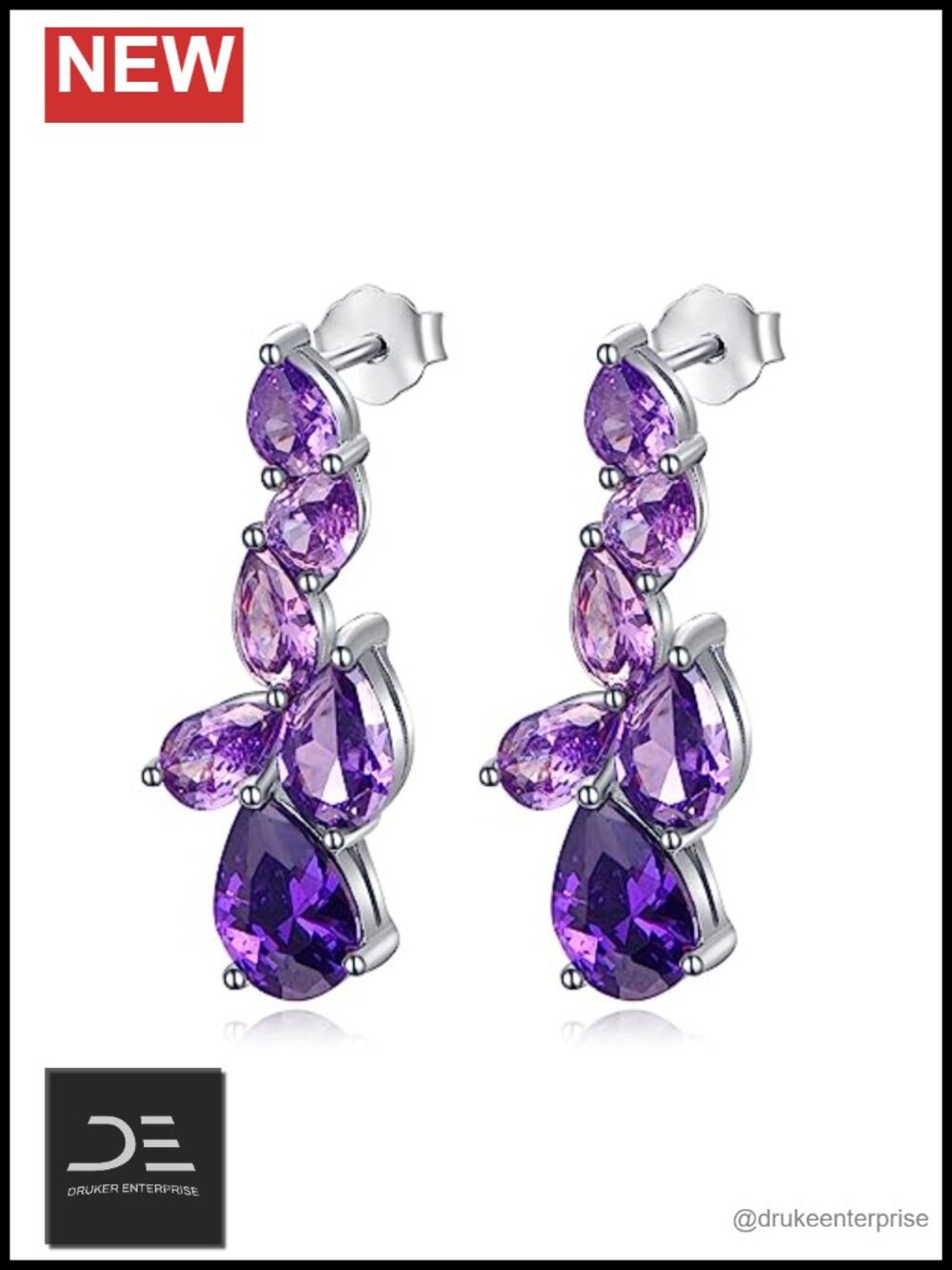 925 Sterling Silver Cubic Zirconia Teardrop Dangle Earrings for Women